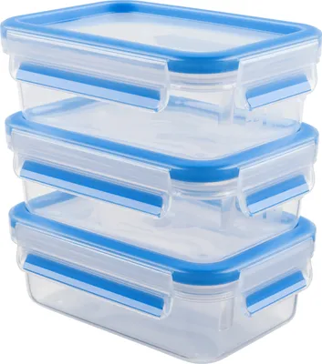 Produktbild von Emsa Clip & Close Frischhaltedosen 3er-Set á 0,55 l, blau
