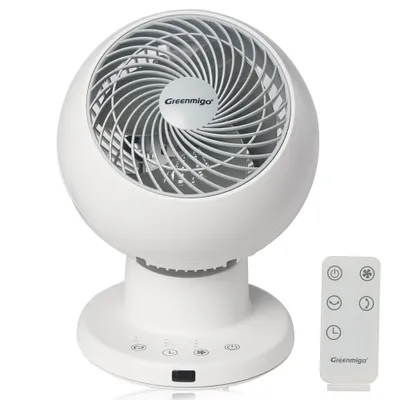 Produktbild von Greenmigo Tischventilator Oszillierend 73° Horizontal & Vertikal – Leise, 3 Windstufen, Timer 1/2/4h, Mit Fernbedienung, Starker Luftstrom, Kompakt We