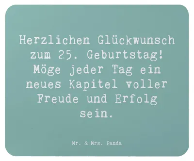 Produktbild von Mr. & Mrs. Panda Mauspad Spruch 25. Geburtstag - Meeresbrise - Geschenk, laptop, Happy Birthday, Glückwünsche, Geschenke, pc mausunterlage, Herzlichen Glückwunsch, Freude