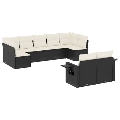 Produktbild von vidaXL 9-tlg. Garten-Sofagarnitur mit Kissen Schwarz Poly Rattan
