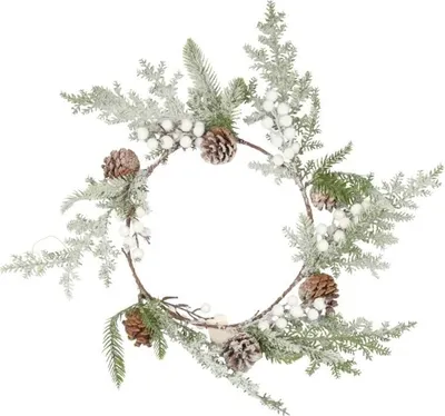 Produktbild von Kranz mit weißen Kugeln und Tannenzapfen, 60 cm, Weihnachtsdekoration