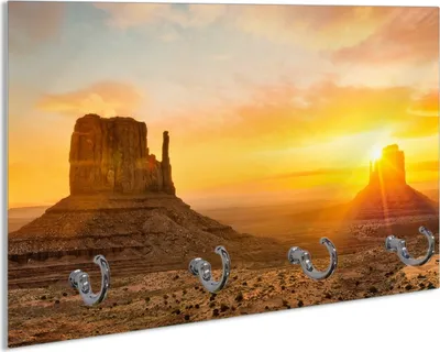 Produktbild von Wallario Handtuchhalter aus Glas, Motiv: Monument bei Sonnenuntergang, 30 x 20 cm mit 4 Haken