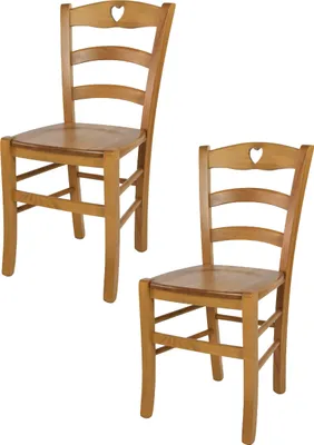 Immagine prodotto di t m c s Tommychairs - Set di 2 sedie CUORE per cucina e sala da pranzo, struttura robusta in legno di faggio laccato color rovere e seduta in legno
