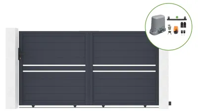 Produktbild von Schiebetor 3m CIMONE H.160cm Aluminium + TANKER C600 Motorisierung