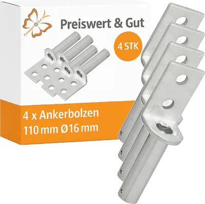 Produktbild von 4x Anschweißbolzen Ø 16 mm 110 mm – Schweißbolzen für Bordwand & Anhänger