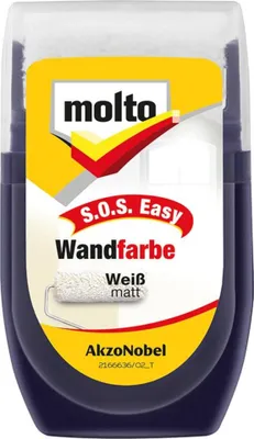 Produktbild von moltofill S.O.S. Wandfarbe 30 ml Ausbesserungsfarbe Farbroller weiß molto