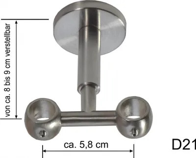 Produktbild von Träger 16 mm Gardinenstange Edelstahl look oder Verlängerung H12 H22 D11 D21 BASIT