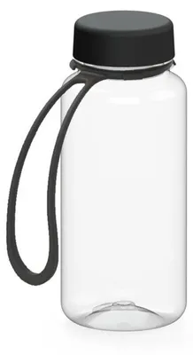 Produktbild von Trinkflasche 0,4 Liter Tritan auslaufsicher geschmacksneutral transparent/schwarz für kohlensäurehaltige Getränke