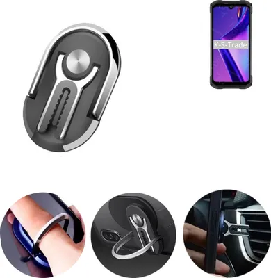Produktbild von K-S-Trade 3in1 Smartphone-Ring Handy-Ring kompatibel mit Doogee S98 Fingerhalterung  Handyring Tischständer Lüftungsgitter-Halterung Tisch Ständer