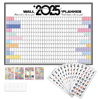 Productafbeelding van Wandkalender 2025, Grote Jaarplanner met 12 Datumstickers, 74,2 x 52,5 cm
