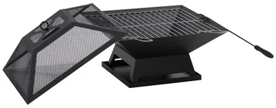 Obrázek produktu pro Ohniště - Ohnivá mísa - Venkovní krb - Atmosférický krb - Grilovací ohniště - Nerezová ocel - 45x45x34 cm