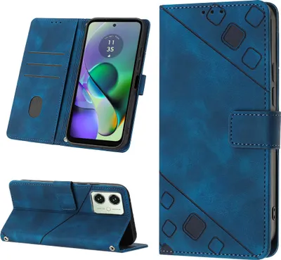 Obrázek produktu pro Pouzdro pro Motorola Moto G54 vyražené Flip kožené peněženkové pouzdro s funkcí stojánku modré