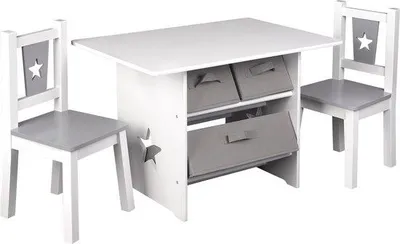 Immagine prodotto di Tavolo in legno con 2 sedie per bambini, grigio