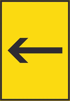 Produktbild von Richtungspfeil links Schild hochkant schwarz gelb Pfeil A6 Rückseite selbstklebend