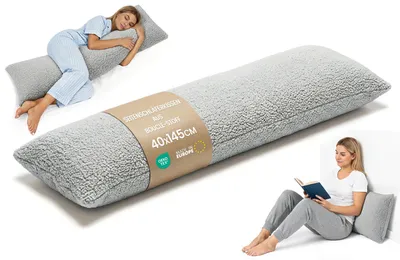 Produktbild von Seitenschläferkissen 40x145 cm Bouclé Body Pillow Schlafkissen Hellgrau
