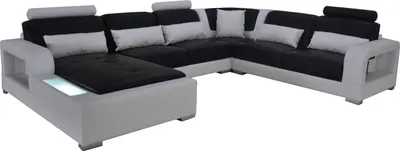 Immagine prodotto di Divano in pelle divano zona giorno suite d'angolo design moderno imbottito seduta a U