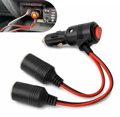 Produktbild von 2-fach Zigarettenanzünder Verteiler 12V/24V, Auto Steckdosenverteiler mit Schalter, 10A Sicherung, LED-Anzeige, 120W, für Kühlbox, Wohnmobil, Camping