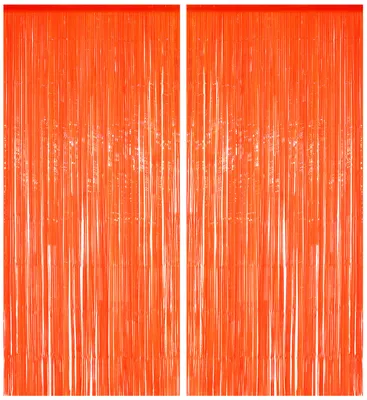 Produktbild von 2x Lametta Vorhang - orange - 91x244 cm