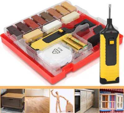 Produktbild von Holz Reparatur und Fliesen Set 17-teilig 11 Wachs Holzmöbeln und Kacheln Möbel Auffüllen Schrammen Kratzern Flecken Hartwachsstangen, Holz Reparatur Set