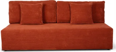 Produktbild von Schlafsofa - Sofa mit Bettkasten und Schlaffunktion - Cordstoff - Rostrot - Einfache Montage - Kissen im Set - BOVA