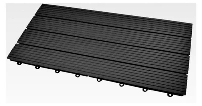 Produktbild von Terrassenfliese aus WPC Kunststoff, Einzelfliese, Gartenfliese, Balkonbodenbelag mit Drainageunterkonstruktion (30x60 cm, Grau)