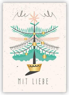 Produktbild von Tolle Vintage Geschenk Weihnachtskarte mit Weihnachtsbaum: Mit Liebe