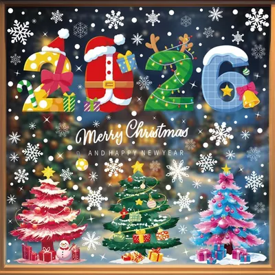 Produktbild von Fensterbilder Weihnachten PVC Statisch Haftend Doppelseitig 2026