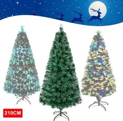 Produktbild von LARS360 Weihnachtsbaum mit LED Beleuchtung Tannenbaum Christbaum Künstlicher Dekobaum - 210cm - mit Glasfaser-Farbwechsel