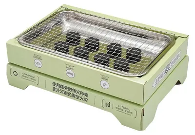 Produktbild von Einweggrill - Tragbarer Holzkohlegrill - Outdoor-Grill - Rauchfrei - Ofenmodell