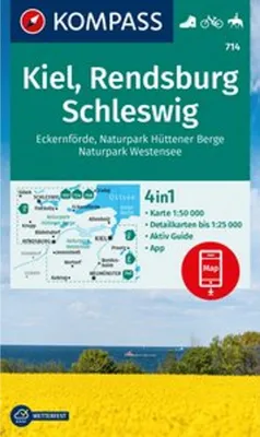 Zdjęcie produktu dla KOMPASS Mapa turystyczna 714 Kilonia, Rendsburg, Szlezwik 1:50 000