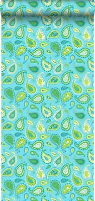 Immagine prodotto di ESTAhome Carta da parati con motivo paisley turchese e verde lime - 115827 - 53 cm x 10,05 m