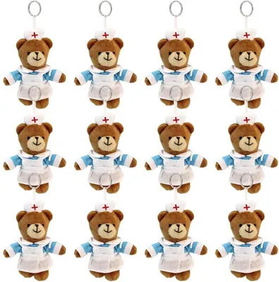 Produktbild von Krankenschwester Schlüsselanhänger Teddy im Beutel - 12 Stück