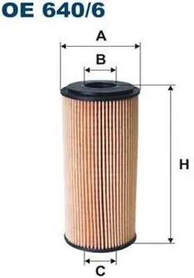 Produktbild von Ölfilter Filtereinsatz OE640/6 für MERCEDES A B VANEO Höhe 116mm Innendurchmesser 21mm