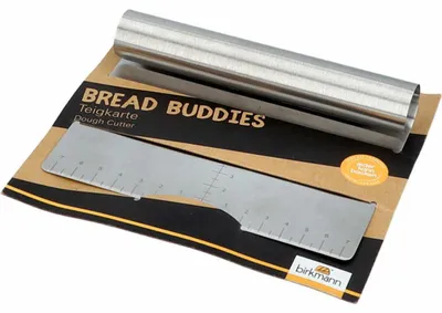 Immagine prodotto di Birkmann Bread Buddies Teigkarte, Teigspachtel, Teigschaber, Teigschneider, mit Skalierung, Edelstahl, 15 x 12 cm, 331426