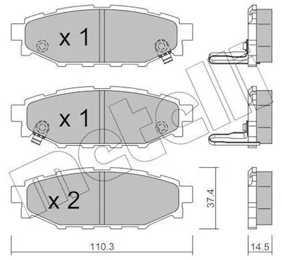 Produktbild von METELLI Bremsbelagsatz, Scheibenbremse x 22-0764-1