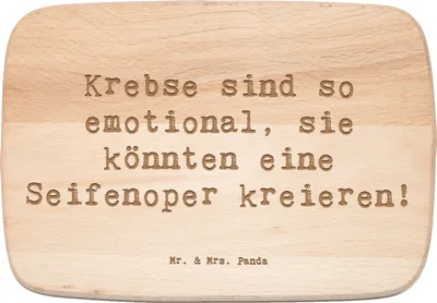 Produktbild von Mr. & Mrs. Panda Holzbrett Spruch Emotionaler Krebs - Transparent - Geschenk, Liebe, Tierkreiszeichen, Seifenoper, Geschenke Astrologie, Sternzeichen, Emotionalität
