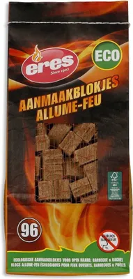 Productafbeelding van ERES - Milieuvriendelijke aanmaakblokjes voor barbecues en open haarden - Verpakking met 96 stuks - ERES11662
