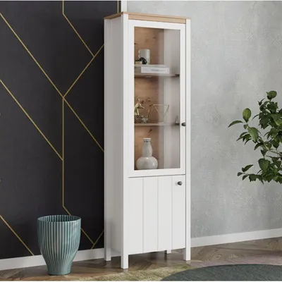 Immagine prodotto di Doreno - Vetrina, 60x34x191h cm Bianco Opaco, 4 Ripiani
