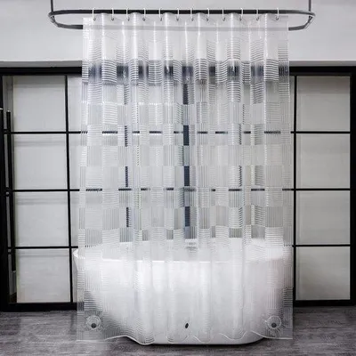 Produktbild von Famanu Duschvorhang mit Magneten und 3D Geometrischem Design - 150x180 cm