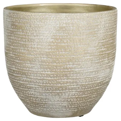 Produktbild von Mica Decorations Blumentopf - Terrakotta - Champagner -Flocken -29x26cm