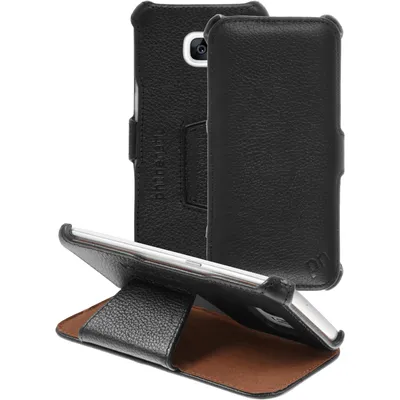 Produktbild von PhoneNatic Echt-Lederhülle kompatibel mit Samsung Galaxy S7 Edge - Leder-Case schwarz + flexible Folie
