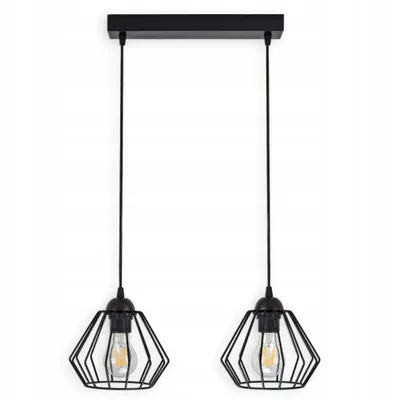 Produktbild von Luxolar Led Pendelleuchte 2 flammig aus Metal Draht im Edison-Stil E27 60 W - Deckenlampe wohnzimmer, Schwarz Metal