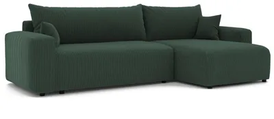 Produktbild von Ecksofa XL Castelo Poso 14 Flaschengrün Cord mit Schlaffunktion und Bettkasten
