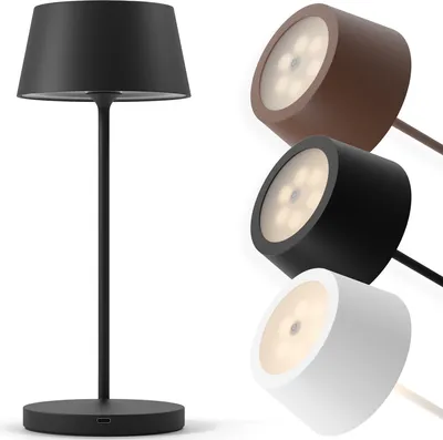 Produktbild von charlique® LED Akku Tischlampe (schwarz) - Dinner Light 34 cm - kabellose Tischleuchte mit USB, für innen und außen, warmes Licht