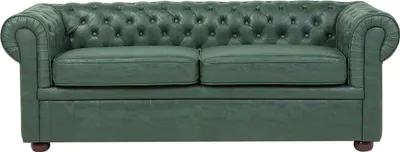 Produktbild von BELIANI Sofa Grün Polsterbezug Lederoptik 3-Sitzer Chesterfield Stil Glamourös Wohnzimmer
