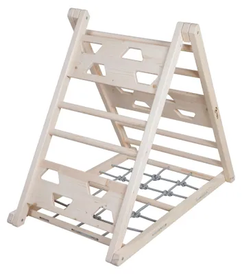 Produktbild von roba Kletterdreieck aus Holz - Pikler-Dreieck mit 3-Seiten-Funktion - Sprossen, Kletterseil & Greifflächen - Für Kinder ab 24 Monaten