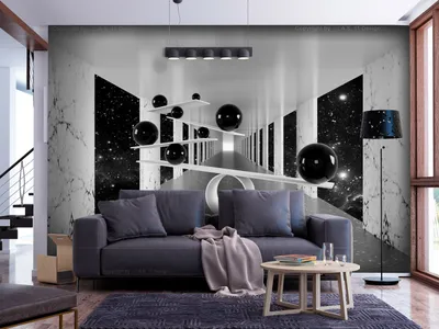Produktbild von Vlies Fototapete 3D Effekt 400x280 cm Tapeten Wandtapete XXL Abstrakt schwarz weiß Marmor n-A-1032-a-a