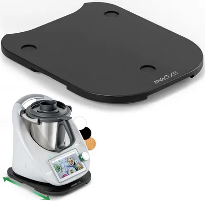 Produktbild von Gleitbrett für Thermomix TM6/TM5, Brett für Thermomix mit Rollen, leichtgleitendes Bambus-Rollbrett/Gleitbrett – Schwarz