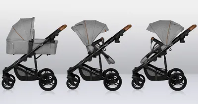 Produktbild von Lionelo Kinderwagen 2in1 Mari Tour bis 22 kg, Räder: Off-Road Typ, 3D-Panoramalüftung, Steuertasten mit Memory-Funktion, Babytragefunktion - Grau