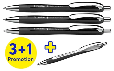 Obrázek produktu pro Schneider AG Slider Rave, Spona, Zasouvací propiska se sponou, Doplnitelný, Modrá, 4 kusů, Extra tlustý